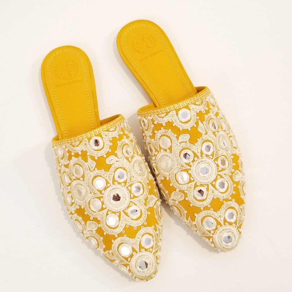 Tory Burch Yellow Mules Slip Ons